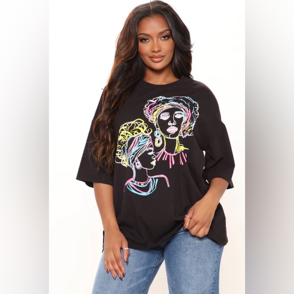 Fashion nova Graphic Tee with Colorful Art